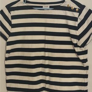 J. Crew Navy and White Striped Short Sleeve Tee